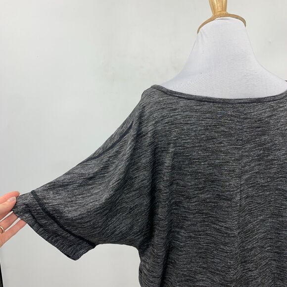 Lucy Boxy Shirt Womens M Medium Heather Gray Short Sleeve Cropped High Low Hem - Picture 6 of 11